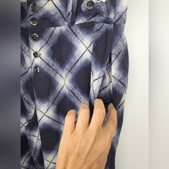 Free People Size 8 Blue and White Plaid Wide Pants - Picture 5 of 13
